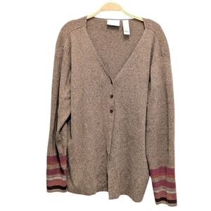 Vintage Grandmacore Liz Claiborne Striped Sleeve Open Front Cardigan 14